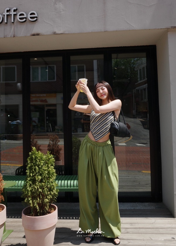 素色針織坑條髮帶